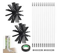 EFUTURETIME 4.8m Kit de Ramonage Poêle a Pellets, Hérisson Ramonage Diamètre 150mm, 9 Tiges de Ramonage Flexible de 410 mm, Utilisable avec Perceuse Visseuse pour Cheminée, Tuyaux, Sèche-Linge