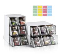 efuturetime 4 Pièces Boîte à Thé Tiroirs 22.6x16.5x7.7cm, Boîte Rangement pour Sachets de Thé en Plastique Empilable pour Vos Condiments, Épices, Café en Dosettes