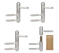 EFUTURETIME 4 x Paumelles Porte Bois, Charnières de Porte de Chambre Amovibles, Charnières Silencieuses pour Portes en Bois à l'Intérieur avec Huisserie en Bois, Argenté