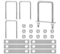 EFUTURETIME 4 x U Bolt M10 Vis en U Fileté Inox 80 * 150mm Carré, Étrier de Fixation en U Boulons avec 16 Écrous et 8 Tôle, Bride de Fixation en U pour Fixation de Tube