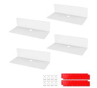 efuturetime 4PCS Étagère Murale Flottante en Acrylique 23 × 9,5cm, Blanc | Adhésive sans Percer avec 8 Clips Câble, Petite, pour Bureau, Salle de Bain, Cuisine, Chambre à Coucher