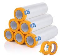 EFUTURETIME 6 Rouleaux de Bache Protection Peinture avec Ruban Masquage Adhésif 280 cm x 20 m de Film de Masquage et 2 Masking Tape 25 mm x 50 m