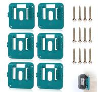 EFUTURETIME 6 x Support de Batterie Makita18V avec 12 Vis, Compatible avec Makita BL1860 BL1850 BL1840 BL1830, Bleu(Pas de Batterie)