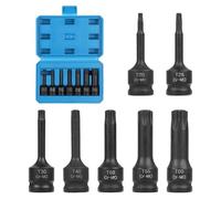 EFUTURETIME 7 Pièces Douille Torx Mâle 3/8", T20, T25, T30, T40, T50, T55, T60, Jeu de Douille Allen avec Boîte, Torx Étoile en CR-MO