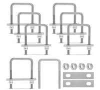 EFUTURETIME 8 x U Bolt M8 Vis en U Fileté Inox 60 * 100mm Carré, Étrier de Fixation en U Boulons avec 32 Écrous et 16 Tôle, Bride de Fixation en U pour Fixation de Tube