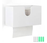 EFUTURETIME Distributeur Essuie Main Mural en Bambou 27,5×15×13cm, Blanc | à Serviette en Papier pour Pliées en V/C/Z, Cuisine, Salle De Bain