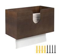 EFUTURETIME Distributeur Essuie Main Mural en Bambou, 27.5x15x13cm, Distributeur à Serviette en Papier pour Pliées en V/C/Z, Cuisine, Salle De Bain, Brun