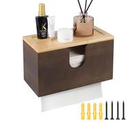 EFUTURETIME Distributeur Essuie Main Mural en Bambou, 27.5x16x13cm, Distributeur à Serviette en Papier avec Couvercle Magnétique pour Pliées en V/C/Z, Cuisine, Salle De Bain, Brun