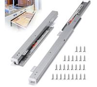 EFUTURETIME Glissiere pour Tiroir 35 cm Rail Tiroir Coulissant à Extension Totale 60 cm, Coulisse Tiroir avec Amortisseur Montage au Sol avec 26 Vis, 1 Paire
