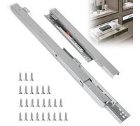 EFUTURETIME Glissiere pour Tiroir 40 cm Rail Tiroir Coulissant à Extension Totale 68 cm, Coulisse Tiroir avec Amortisseur Montage au Sol avec 26 Vis, 1 Paire