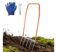 EFUTURETIME Grelinette 5 Dents Vec 2 Manches, Bioculteur 135 X 50 cm, Outillage de Jardinage Longueur des Dents 29 cm pour Ameublissement Profond, aération des Plates-Bandes Compost, Désherbage