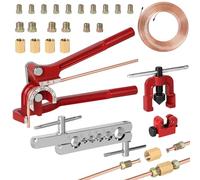 efuturetime Kit Outils d'Évasement de Tuyaux de Freins Embout Simple | Outils de Conduite Freins avec 7,6 m Tuyau Frein, Cintreuse Tube 0-180°, Mini Coupe-Tuyaux, 16 Raccords et 4 Connecteurs