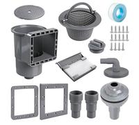 efuturetime Kit Skimmer de Surface 10 Pièces, Panier de Skimmer Piscine, Buse d'aspiration et Raccord de Tuyau 32/38 mm pour Nettoyage Piscines Hors-Sol et À Parois en Acier, Grigio
