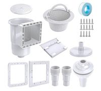 efuturetime Kit Skimmer de Surface 8 Pièces, Panier de Skimmer Piscine, Buse d'aspiration et Raccord de Tuyau 32/38 mm pour Nettoyage Piscines Hors-Sol et À Parois en Acier, Blanc