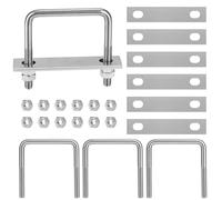 EFUTURETIME Lot de 4 étriers en U, 65 mm x 80 mm, en acier inoxydable M8, boulons avec filetage avec 8 contre-plaque, colliers de serrage en acier inoxydable pour fixation de clôture, fixation de