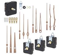 EFUTURETIME Lot de 4 Mecanisme Horloge Murale Silencieux à Quartz avec Axe de 20 mm et Aiguilles en Bois de Noyer, adaptés aux Cadrans de 7 à 9 mm d’épaisseur (piles non comprises)