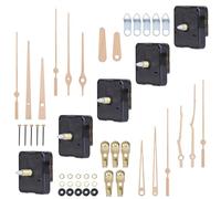 EFUTURETIME Lot de 5 Mecanisme Horloge Murale Silencieux à Quartz avec Axe de 13/16/18/20/22 mm et Aiguilles en Bois de Noyer, adaptés aux Cadrans de 1 à 11 mm d’épaisseur (piles non comprises)