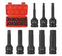 EFUTURETIME Lot de 8 douilles hexagonales 1/2" H5, H6, H8, H10, H12, H14, H17, H19, clés à douille Hex avec boîte, Hex Socket Set CR-MO
