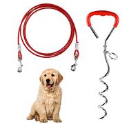 EFUTURETIME Piquet Ancrage Spirale Attache Longe Chien en Acier Inoxydable, Câble d'attache pour Chien 3m, Piquet d'Amarrage pour Le Cour, Le Camping, Les Parcs