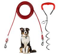EFUTURETIME Piquet Ancrage Spirale Attache Longe Chien en Acier Inoxydable, Câble d'attache pour Chien 9m, Piquet d'Amarrage pour Le Cour, Le Camping, Les Parcs