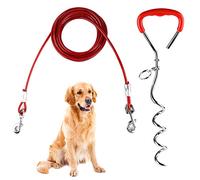 EFUTURETIME Piquet Ancrage Spirale Attache Longe Chien en Acier Inoxydable, Câble d'attache pour Chien 6m, Piquet d'Amarrage pour Le Cour, Le Camping, Les Parcs