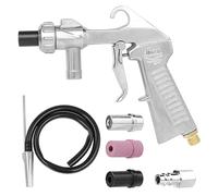EFUTURETIME Pistolet Sablage Air Comprimé Sandblaster avec Tuyau d'Alimentation de 1 M, Pistolet à Sable Sand Blaster avec 3 Buse de 6mm de Céramique, Métallique Blanche et Noire, un Raccord d'Air