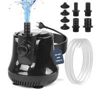 EFUTURETIME Pompe à Eau Submersible 40W 1500 L/H avec 4 Buses, 1,6m Tuyau | Haut Débit, Silencieux, Fontaine, Interrupteur Réglable, pour Aquarium, Bassin, Étangs, Jardin
