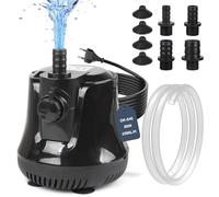 EFUTURETIME Pompe à Eau Submersible 80W 2500 L/H, Pompe d'aquarium Silencieux Pompe de Fontaine avec Interrupteur Réglable 4 Buses 1,6M Tuyau Flexible, Haut Débit Pompe pour Bassin, Étangs, Jardin