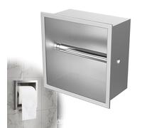 EFUTURETIME Porte Papier Toilette Encastré en Acier Inoxydable 17 X 17 X 8,6cm, Support Derouleur Papier Toilette Changement Rapide, Toilet Paper Holder pour Salles de Bains Étroites, Argent