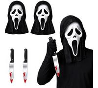 Efymosce 2 PCS Masque Ghostface d'horreur Halloween, Masques Scream, Masque de Cri Ghost Horror Mask pour Bal Carnaval Cosplay