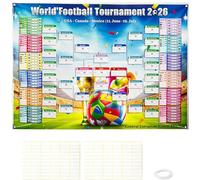 Efymosce Calendrier Coupe du Monde de Football 2026, 150 x 100cm Affiche pour Coupe du Monde Decor, Poster de Football 2026, Inclure 48 Pays Phase de Groupes et Résultats du Finale