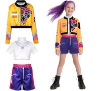 Efymosce Deguisement Pop Cosplay Anime pour Fille, Costume de Demon Hunter, Costume de Cosplay D'anime pour Enfant avec Gilet, Veste, Short, Groupe pour Carnavals et Soirées à Thème (130)