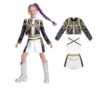 Efymosce Déguisements K-pop pour Enfant, Rumi Hunters Costume Filles, Costume de Chasseurs de Démons pour Carnaval Halloween Party Anniversaire Masquerade Costume (150)