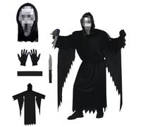 Efymosce Halloween Scream Déguisement pour Adulte, Ghostface Costume, Masque inclus et Poignard en plastique, adapté pour Halloween, Carnaval, Mascarade, Soirée d'horreur (XL)