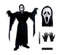 Efymosce Halloween Scream Déguisement pour Enfant, Ghostface Costume, Masque inclus et Poignard en plastique, adapté pour Halloween, Carnaval, Mascarade, Soirée d'horreur (XL)
