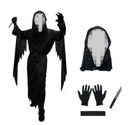 Efymosce Halloween Scream Déguisement pour Enfant, Ghostface Costume, Masque inclus et Poignard en plastique, adapté pour Halloween, Carnaval, Mascarade, Soirée d'horreur