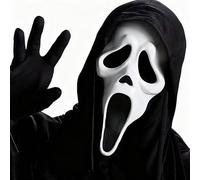 Efymosce Masque Ghostface d'horreur Halloween, Masques Scream, Masque de Cri Latex Ghost Horror Mask pour Bal Carnaval Cosplay