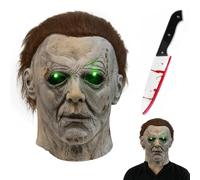 Efymosce Michael Myers Masque, Halloween Masques pour Adultes en Latex avec Lumière LED, Horreur Cosplay Costume Accessoires