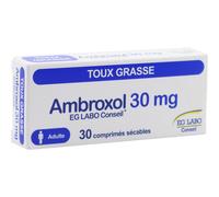 EG Conseil Ambroxol 30mg Toux Grasse 30 Comprimés Sécables