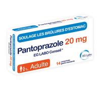 EG Conseil Pantoprazole 20mg Brûlures D'Estomac 14 Comprimés Gastro-Résistants