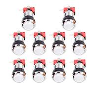 EG STARTS 10x Chrome LED Allume Les Boutons-poussoirs Lumineux avec Le commutateur Micro Terminal de 4.8mm pour Les Jeux vidéo de Machine d'arcade Mame Jamma Partie Le Bouton 12V (Blanc)