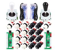 EG STARTS 2 Joueurs Arcade Joystick DIY Parts 2X Encoder + 2X Ellipse Ovale Joystick Handle + 18x Boutons American Style Arcade pour PC, MAME, Raspberry Pi, Système Windows (Noir et Blanc)