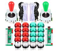 EG STARTS 2 Joueurs LED Arcade DIY Pièces 2X encodeur USB + 2X Ellipse Ovale Style Joystick + 20x LED Arcade Boutons pour PC MAME Raspberry Pi Windows (Rouge & Vert)