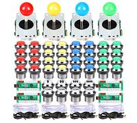 EG STARTS 4 Joueur LED Arcade DIY Kit pour USB MAME jeu PC DIY & Raspberry Pi Retro Controller DIY Compris 4X Joystick Arcade, 40x LED Chrome Arcade Boutons 2X Zéro retard encodeur USB