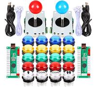 EG STARTS Arcade Classic Kit DIY Pièces USB LED Encoder pour PC Console Jeux 2x 8 voies Joystick 20 x 5 V Boutons lumineux lumineux lumineux pour Mame Jamma (boutons rouge/bleu + boutons couleur MIX)
