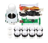 Eg Starts Classic Arcade Games Cabinet Kit Usb Encoder To Pc Joystick Handle + 5v Led Lights Push Buttons Compatible Arcade Pc Game Diy Project &mame & Raspberry Pi Diy Parts (White)