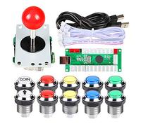 EG STARTS Classique Arcade DIY Kits USB Encoder Pour PC Joystick + 8 façons Stick + Chrome Plaqué LED Illuminé Bouton Poussoir 1 Joueur et Coin Boutons Pour Arcade Mame Raspberry Pi 2 3 3B Jeux
