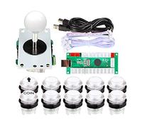 EG starts Codeur de jeux classiques d'arcade Cabinet Kit USB vers PC Joystick Poignée + 5 V lumières LED Boutons pour Arcade Jeu de PC Bricolage Projet & Mame & Raspberry Pi Bricolage Parties, Blanc