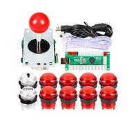 EG STARTS Retard Zero USB Encoder LED aux jeux PC Red Sticker Controller + 10 boutons lumineux LED pour Arcade Joystick DIY Kit Parts Mame Raspberry Pi