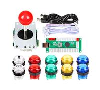 EG STARTS Zero Delay USB Encoder pour PC Jeux Joystick Rouge + 10 LED illuminé 5 V Boutons pour arcade Joystick Kit de bricolage Pièces Mame Raspberry Pi 2 3 3B